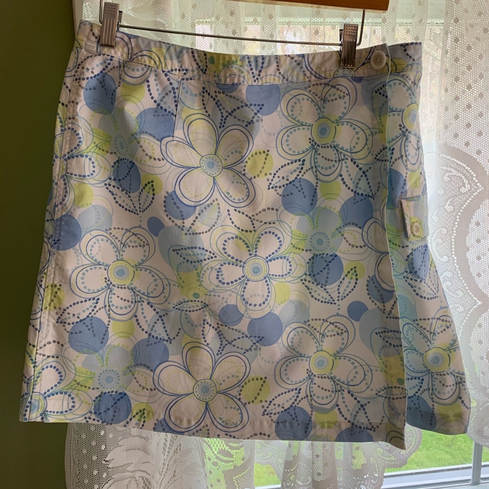 Talbots blue floral skirt 14